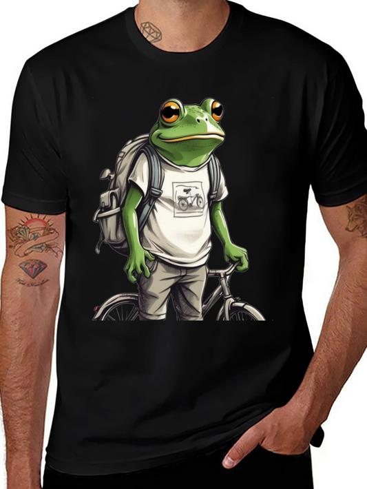 Frog on Bike T-Shirt - Quirky Animal Tee
