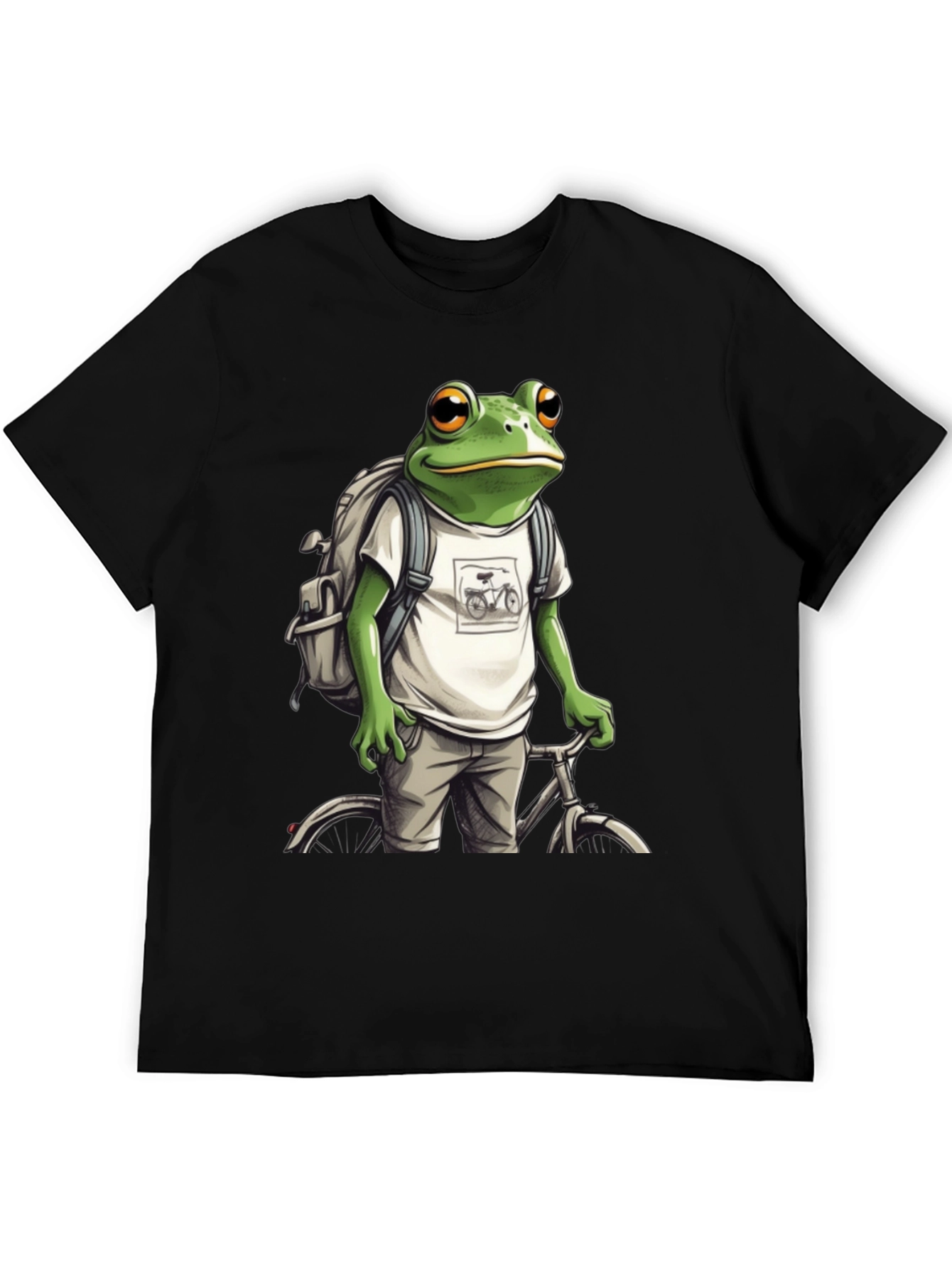 Frog on Bike T-Shirt - Quirky Animal Tee