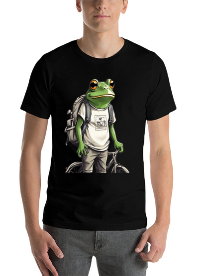 Frog on Bike T-Shirt - Quirky Animal Tee