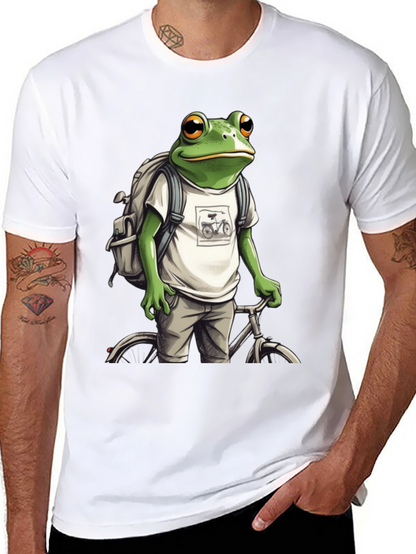 Frog on Bike T-Shirt - Quirky Animal Tee