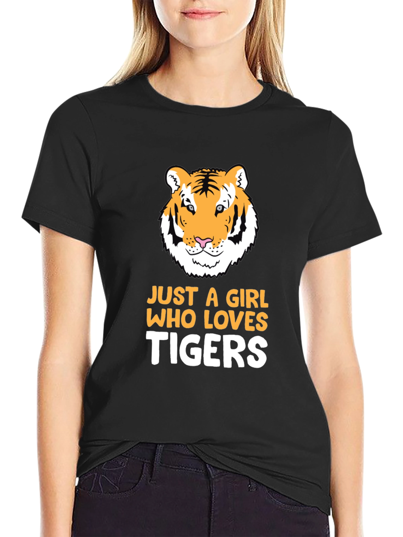 Tiger Lover Graphic Tee - Just A Girl Who Loves Tigers T-Shirt