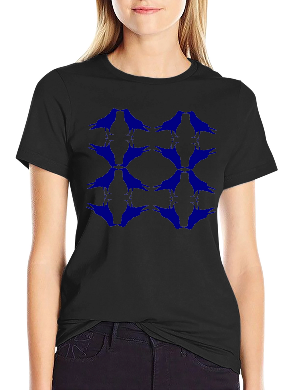 Raven Pattern Black T-Shirt