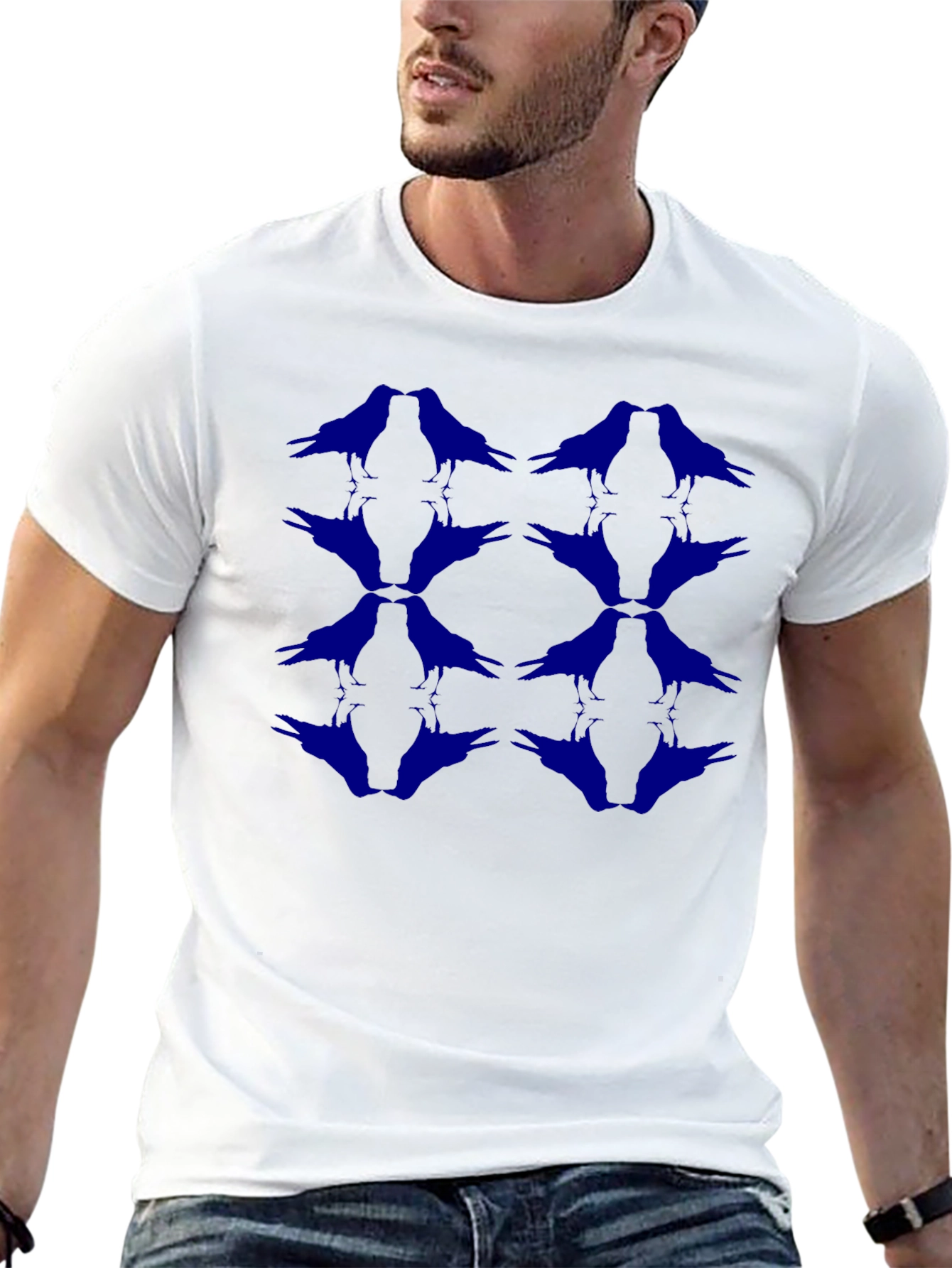 Raven Pattern Black T-Shirt
