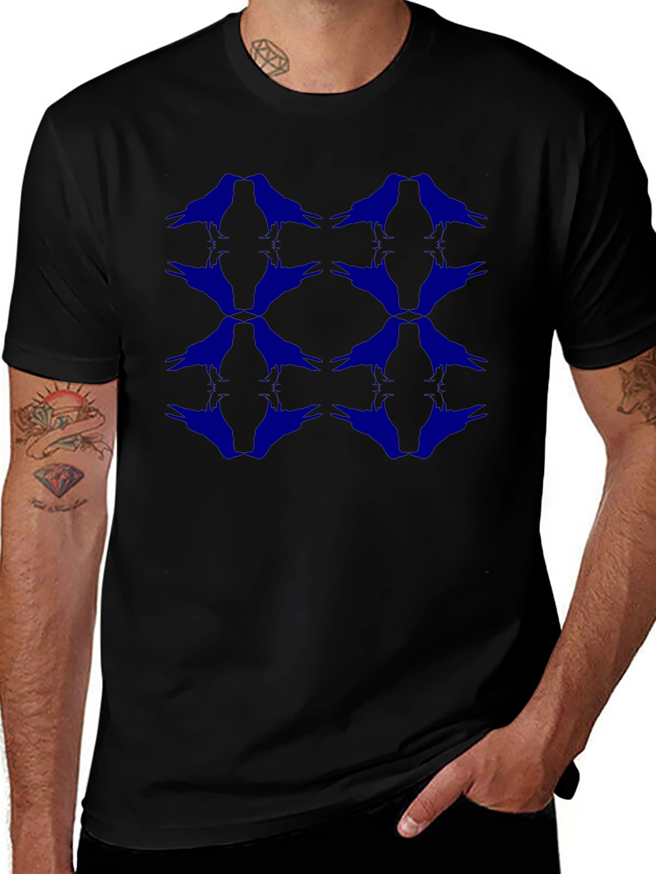 Raven Pattern Black T-Shirt