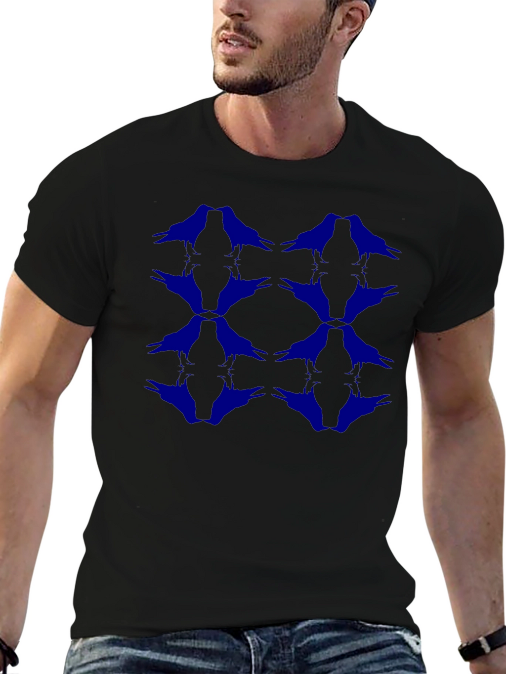 Raven Pattern Black T-Shirt