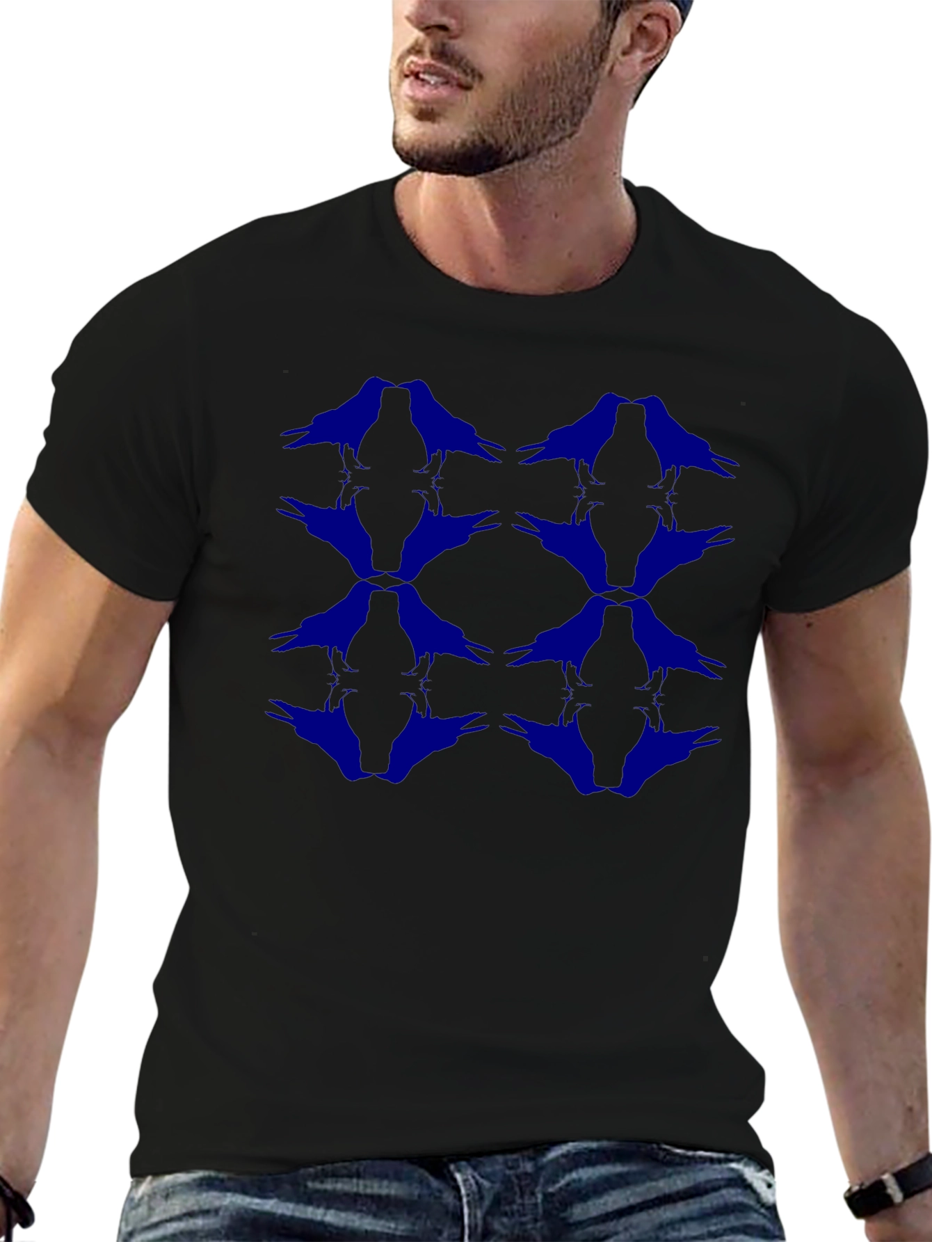Raven Pattern Black T-Shirt