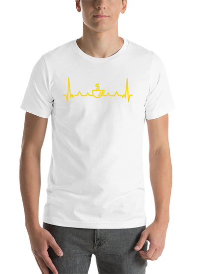 Coffee Heartbeat Graphic Tee - Black Cotton Shirt