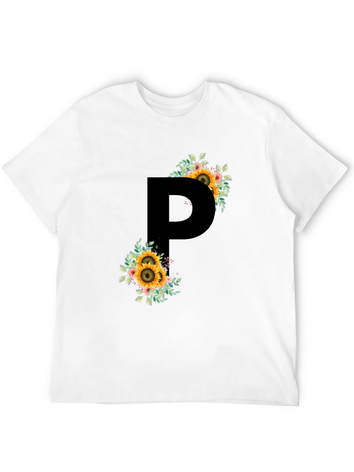 Sunflower Letter P Black T-Shirt
