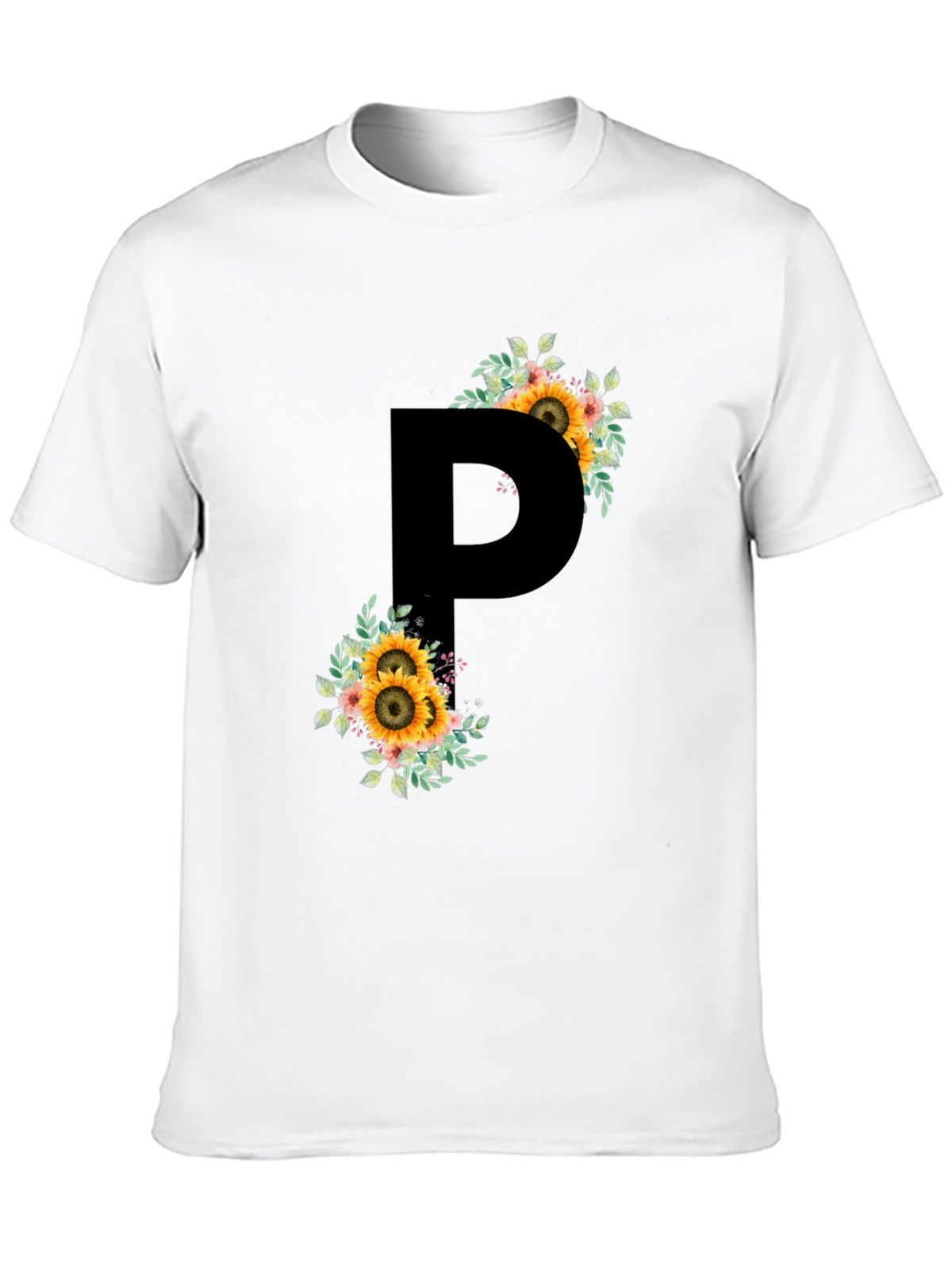 Sunflower Letter P Black T-Shirt