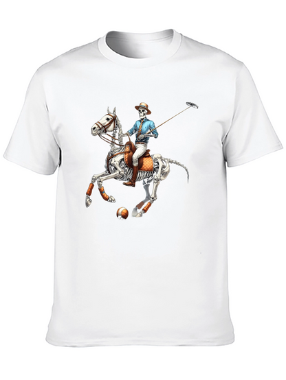 Skeleton Polo Player Graphic Tee - Unique Halloween Shirt