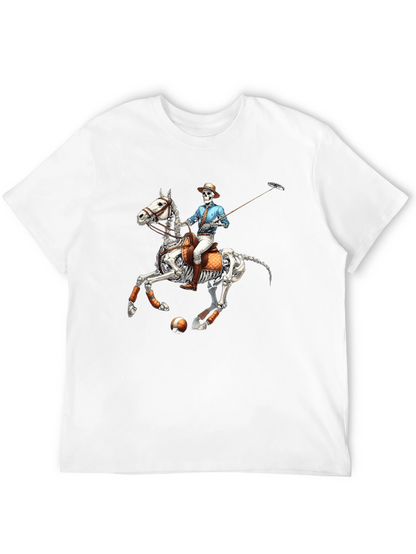Skeleton Polo Player Graphic Tee - Unique Halloween Shirt