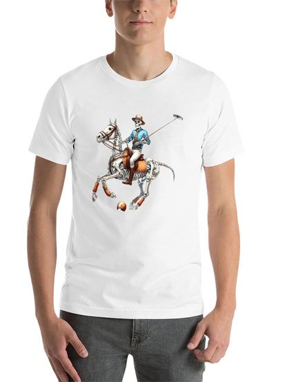 Skeleton Polo Player Graphic Tee - Unique Halloween Shirt