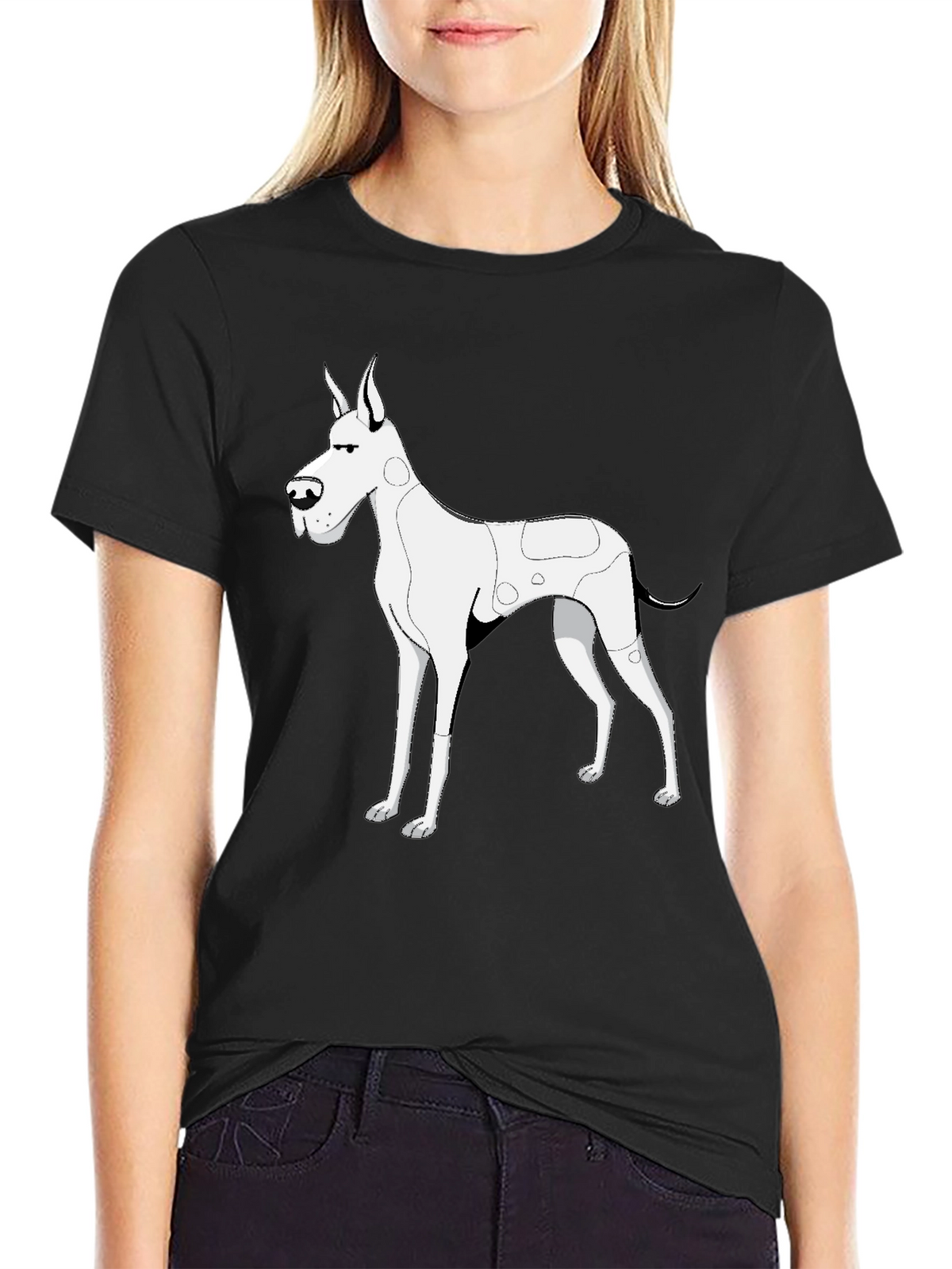 Dog Graphic Tee - Black Cotton T-Shirt