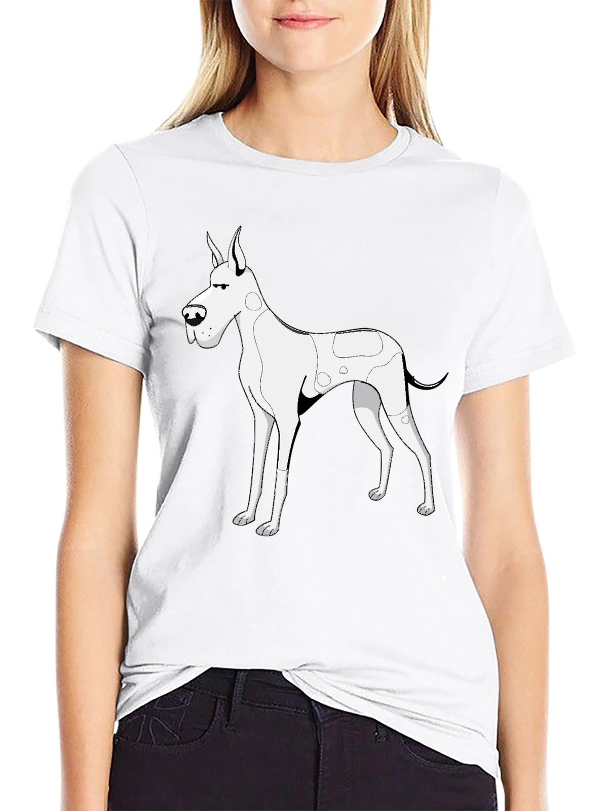 Dog Graphic Tee - Black Cotton T-Shirt