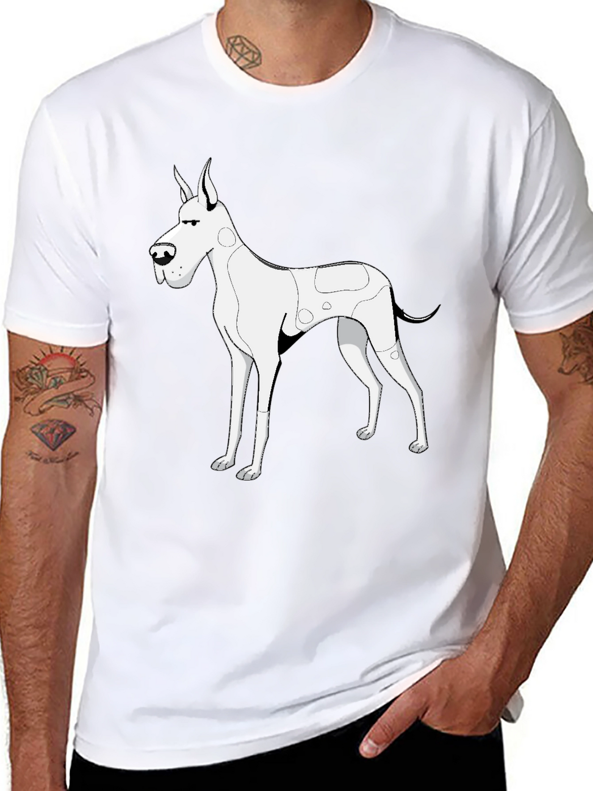 Dog Graphic Tee - Black Cotton T-Shirt