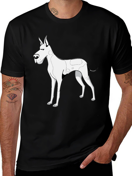 Dog Graphic Tee - Black Cotton T-Shirt