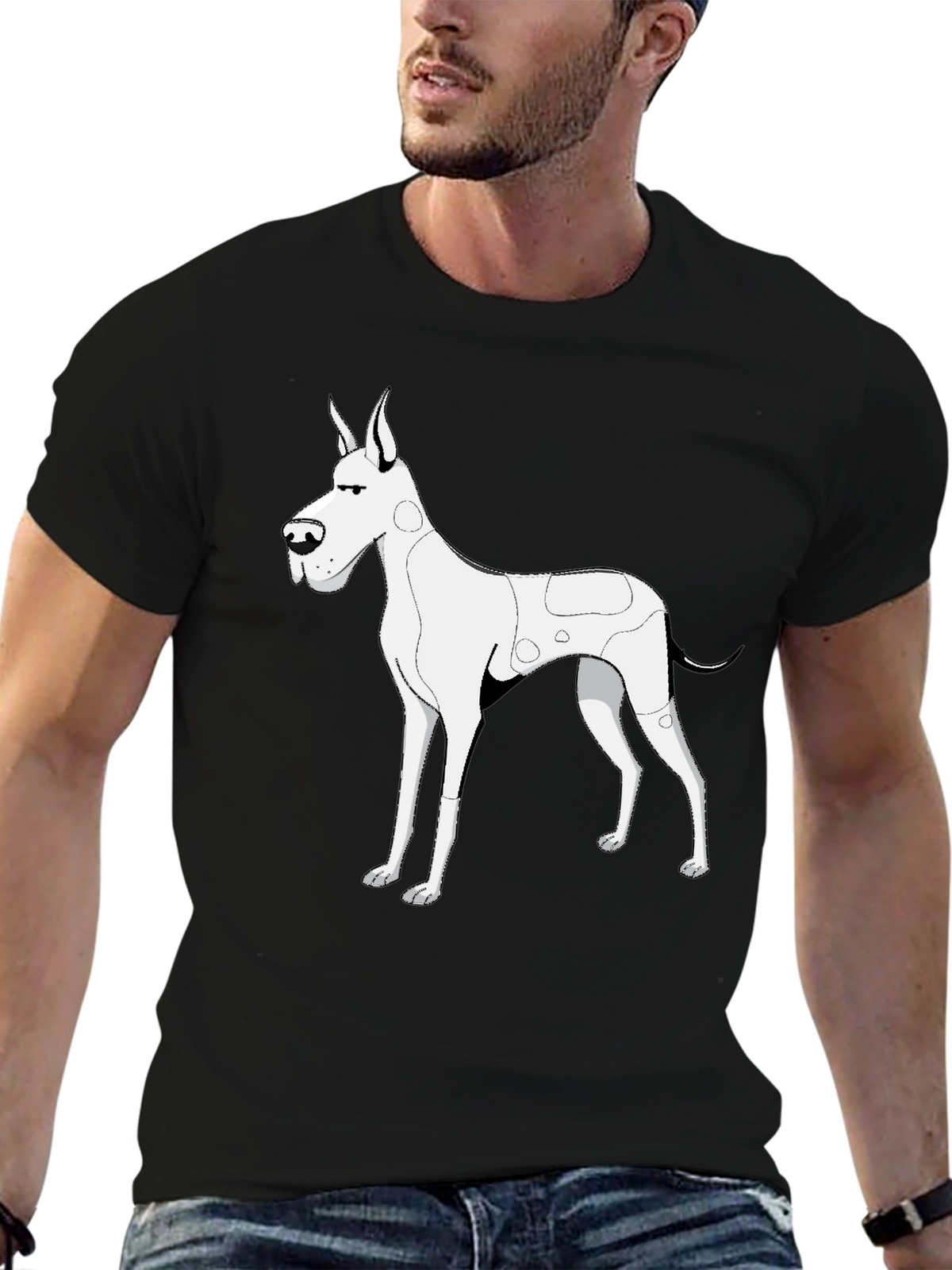 Dog Graphic Tee - Black Cotton T-Shirt