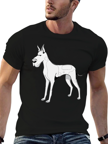 Dog Graphic Tee - Black Cotton T-Shirt