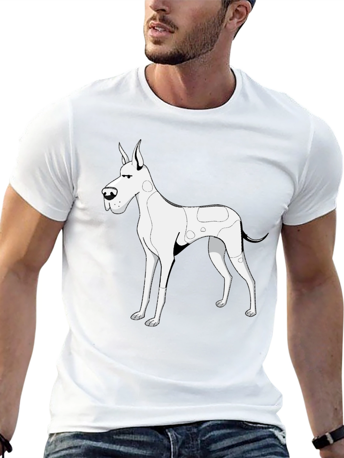 Dog Graphic Tee - Black Cotton T-Shirt