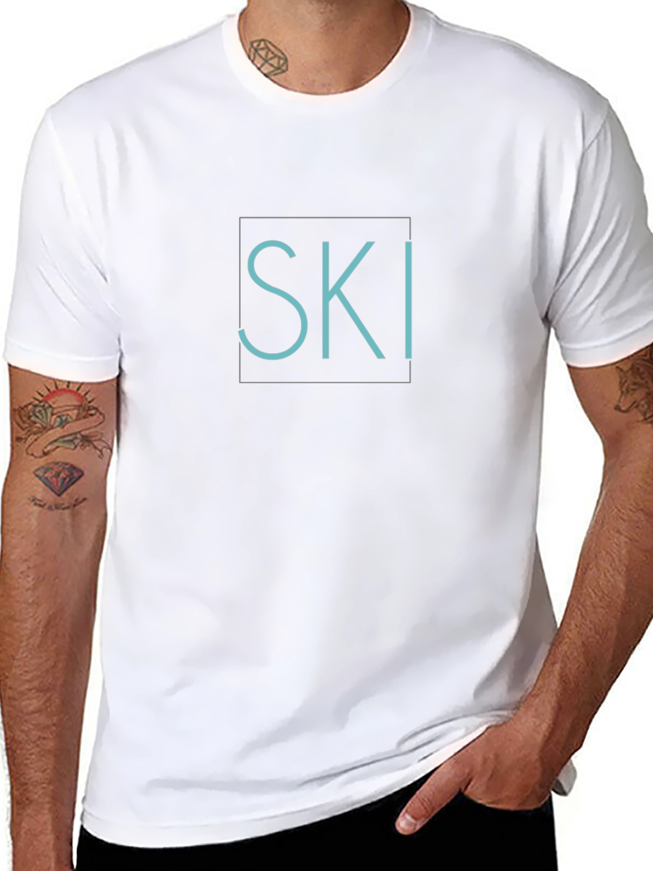 Mens Black T-Shirt - Ski Design