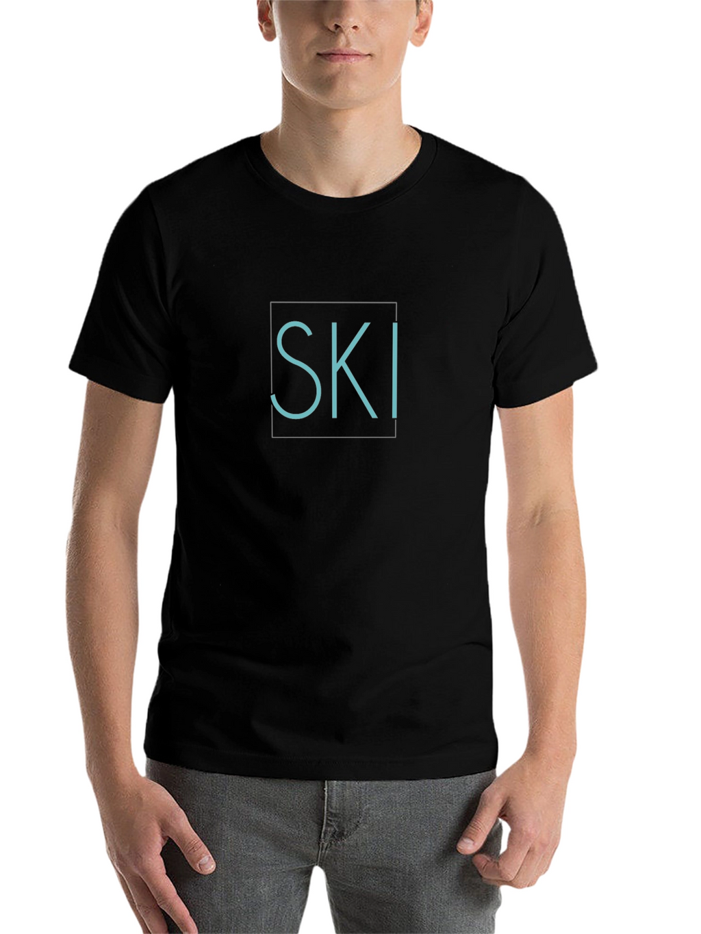 Mens Black T-Shirt - Ski Design