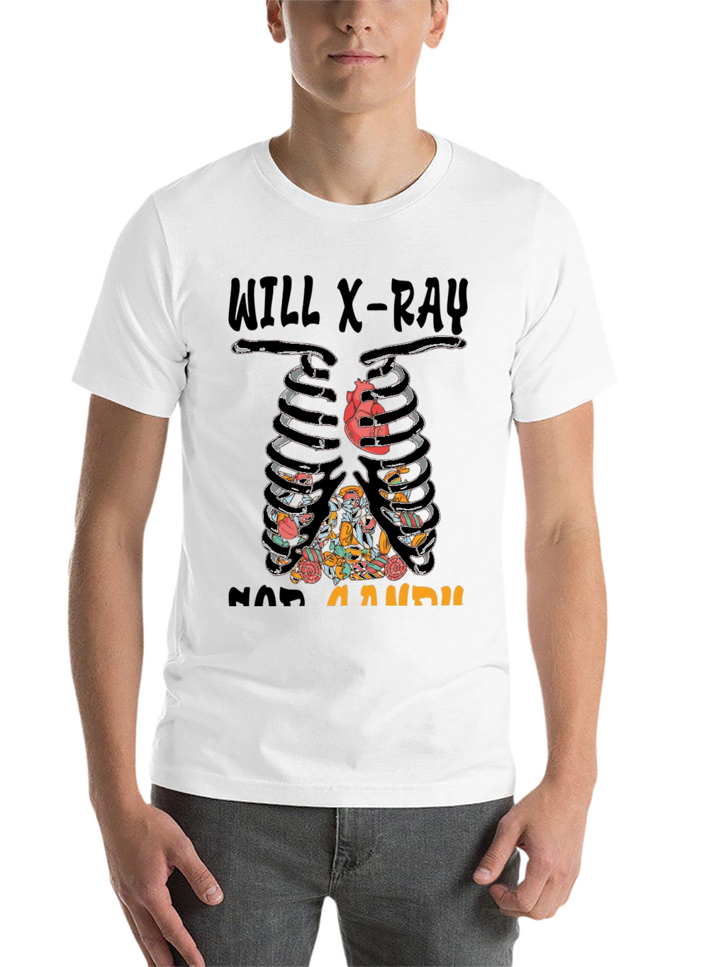 X-Ray Skeleton Candy Heart Graphic T-Shirt