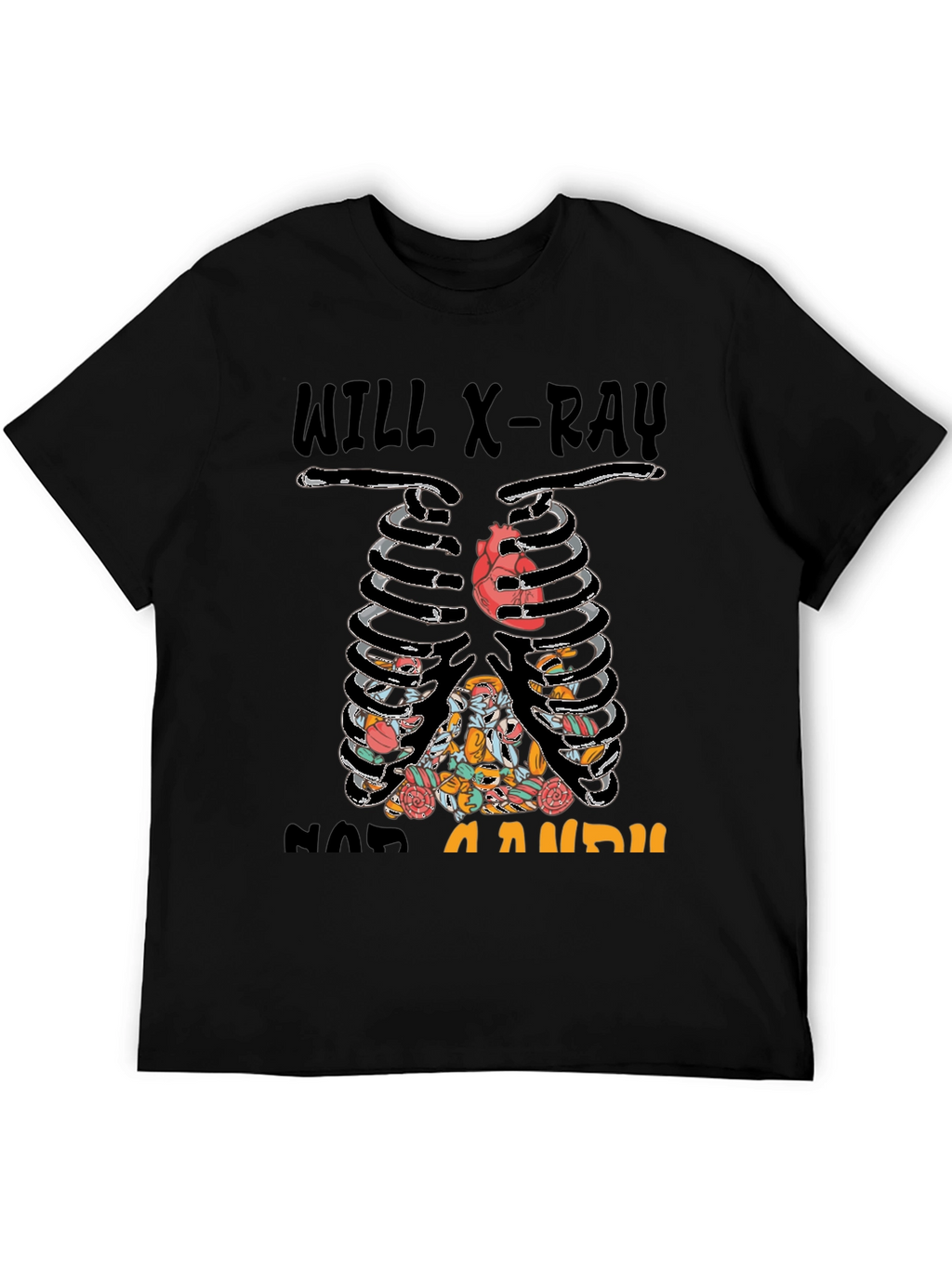X-Ray Skeleton Candy Heart Graphic T-Shirt