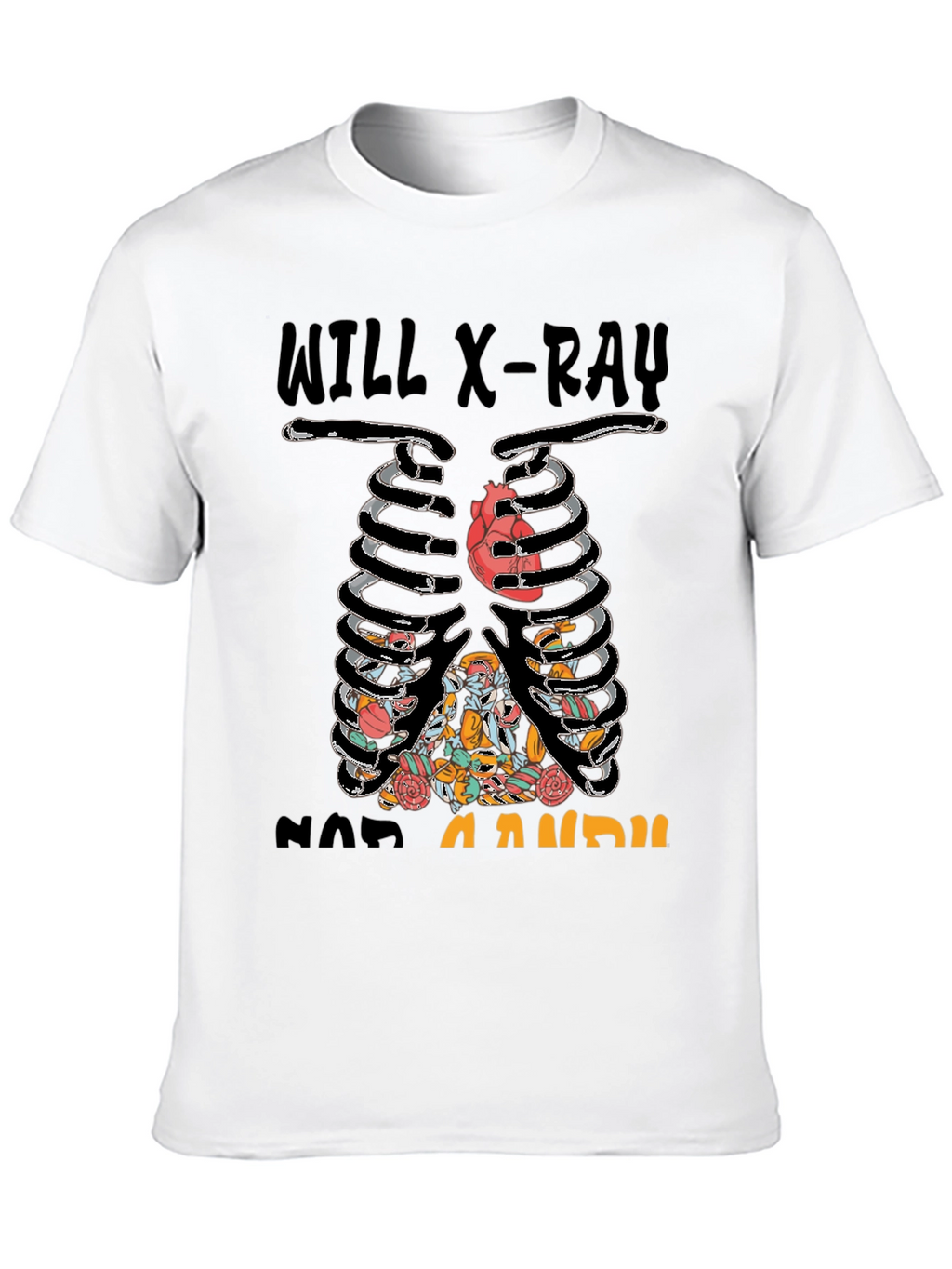 X-Ray Skeleton Candy Heart Graphic T-Shirt