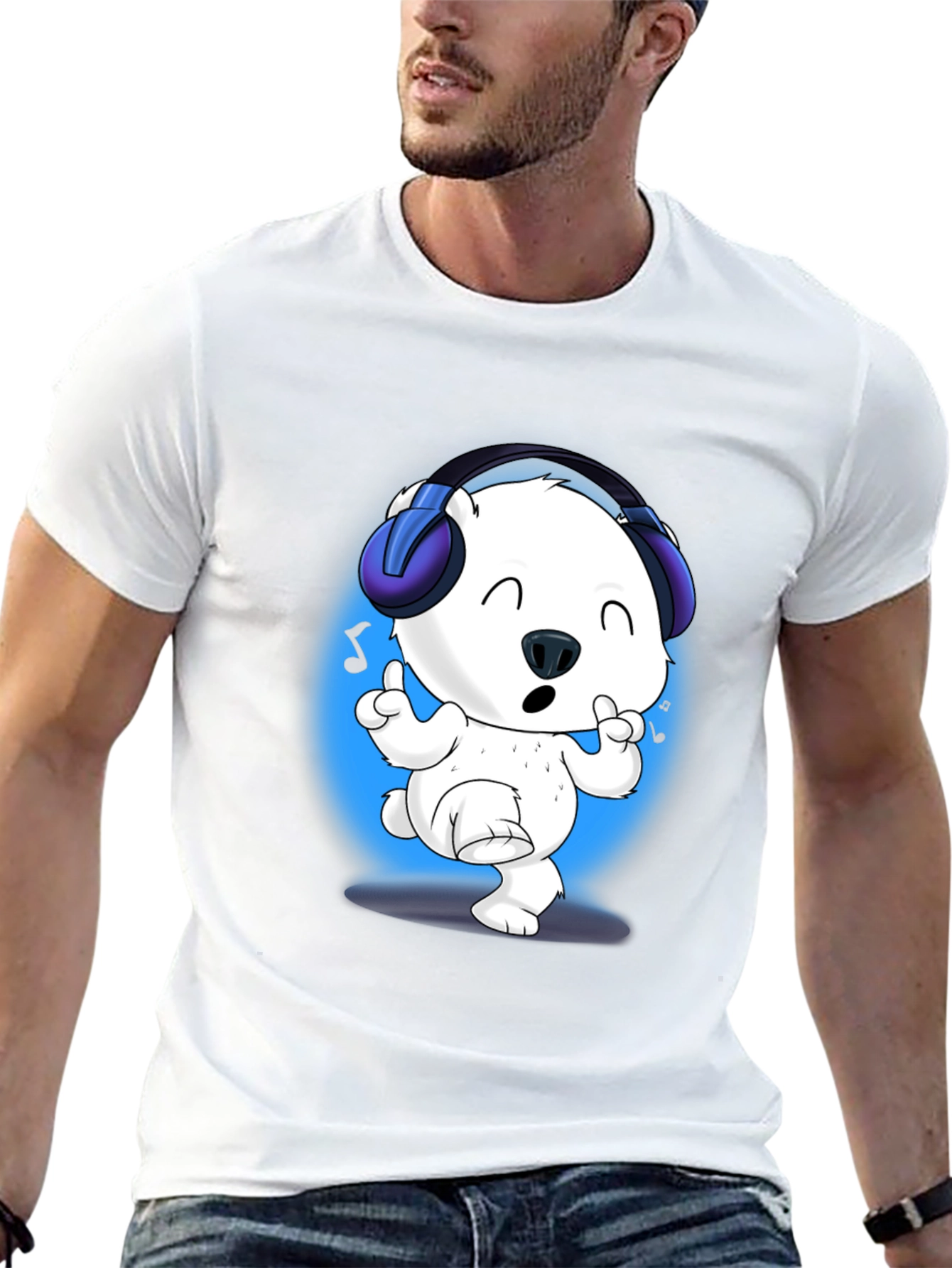 Cute Polar Bear DJ Graphic Tee