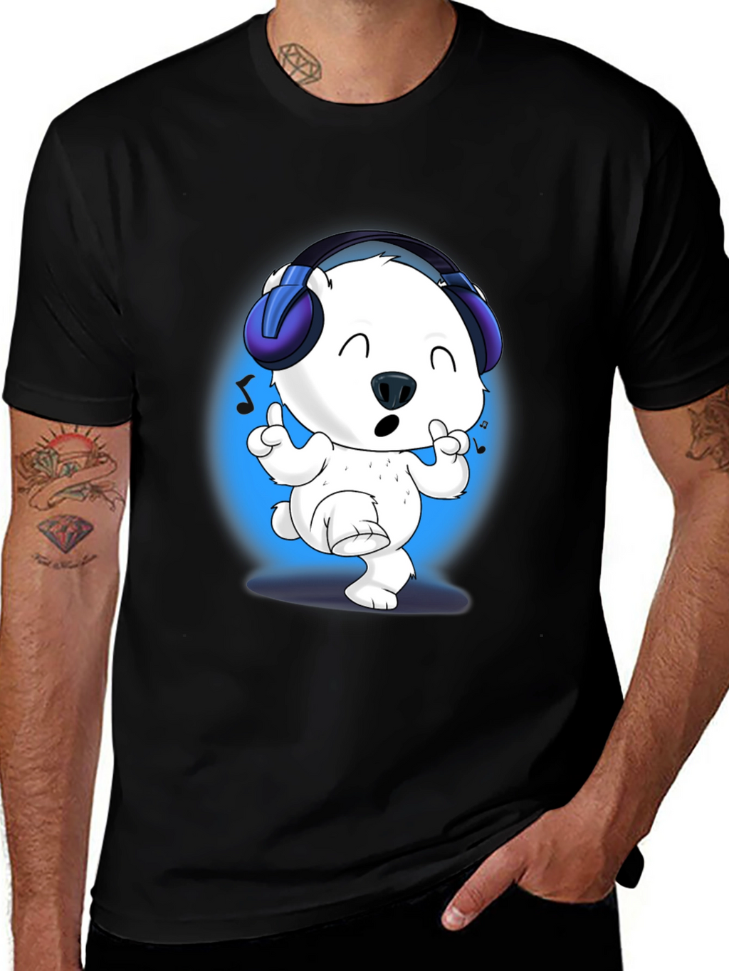 Cute Polar Bear DJ Graphic Tee