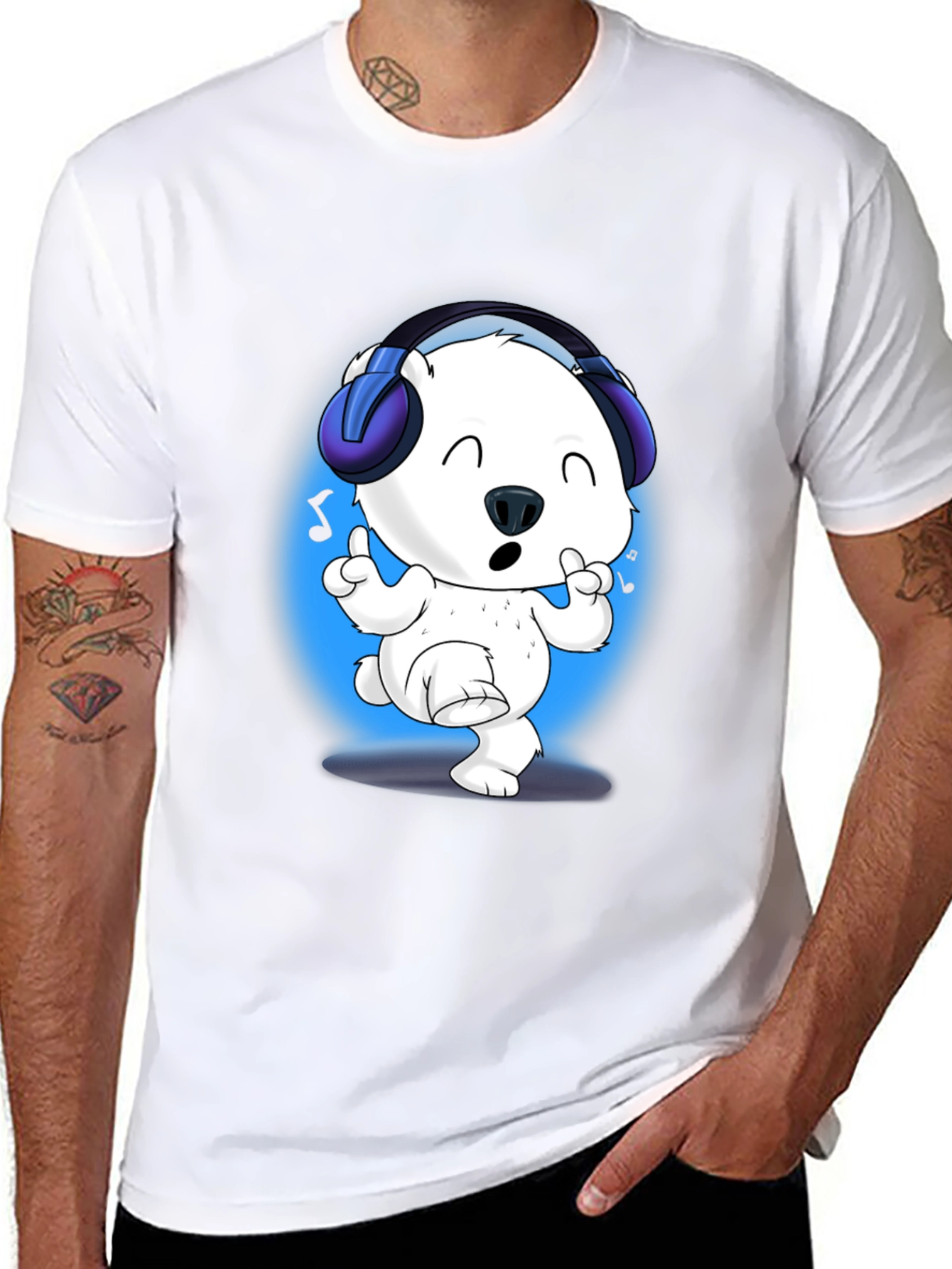 Cute Polar Bear DJ Graphic Tee