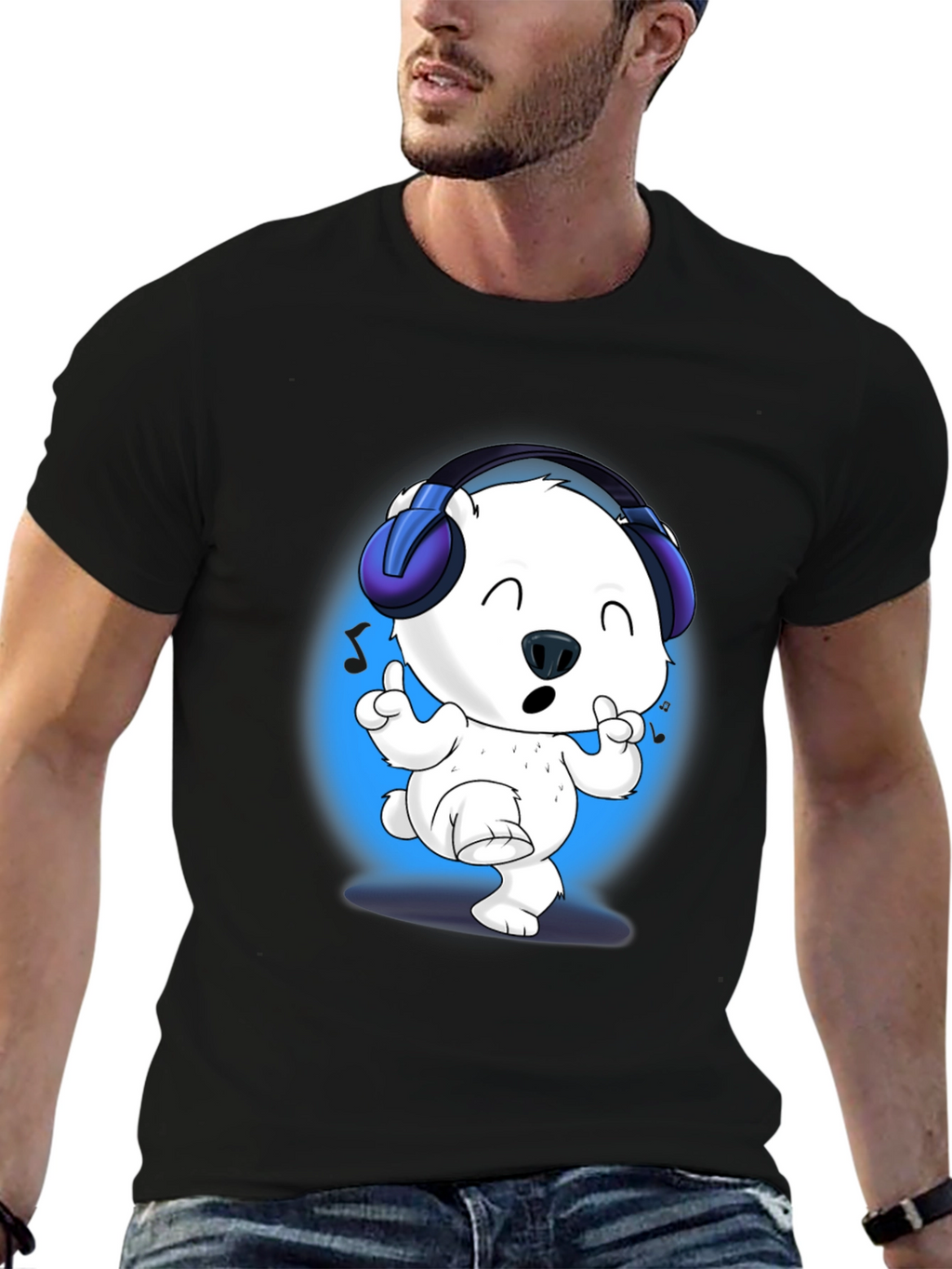 Cute Polar Bear DJ Graphic Tee