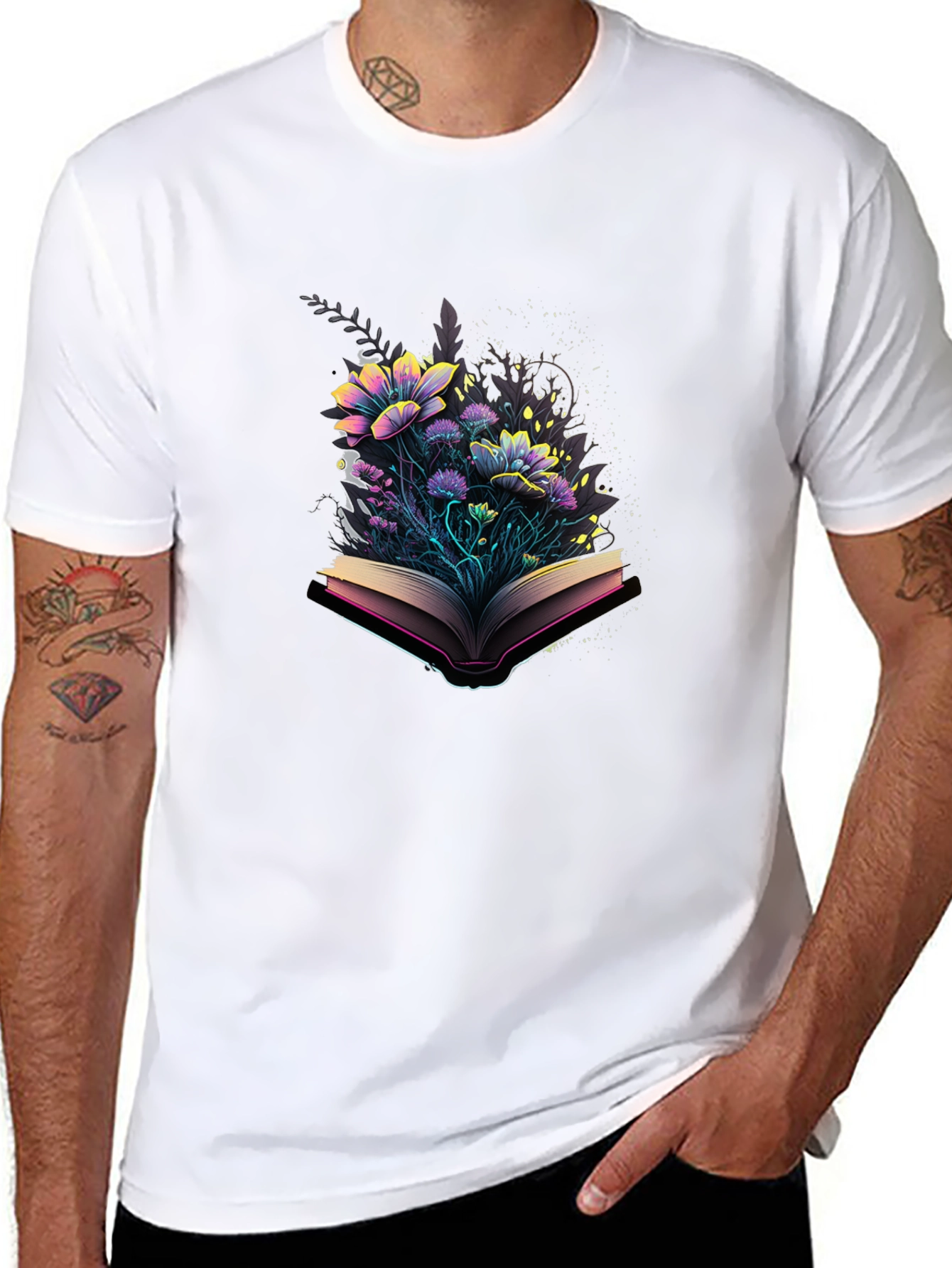 Floral Book T-Shirt - Literary Style