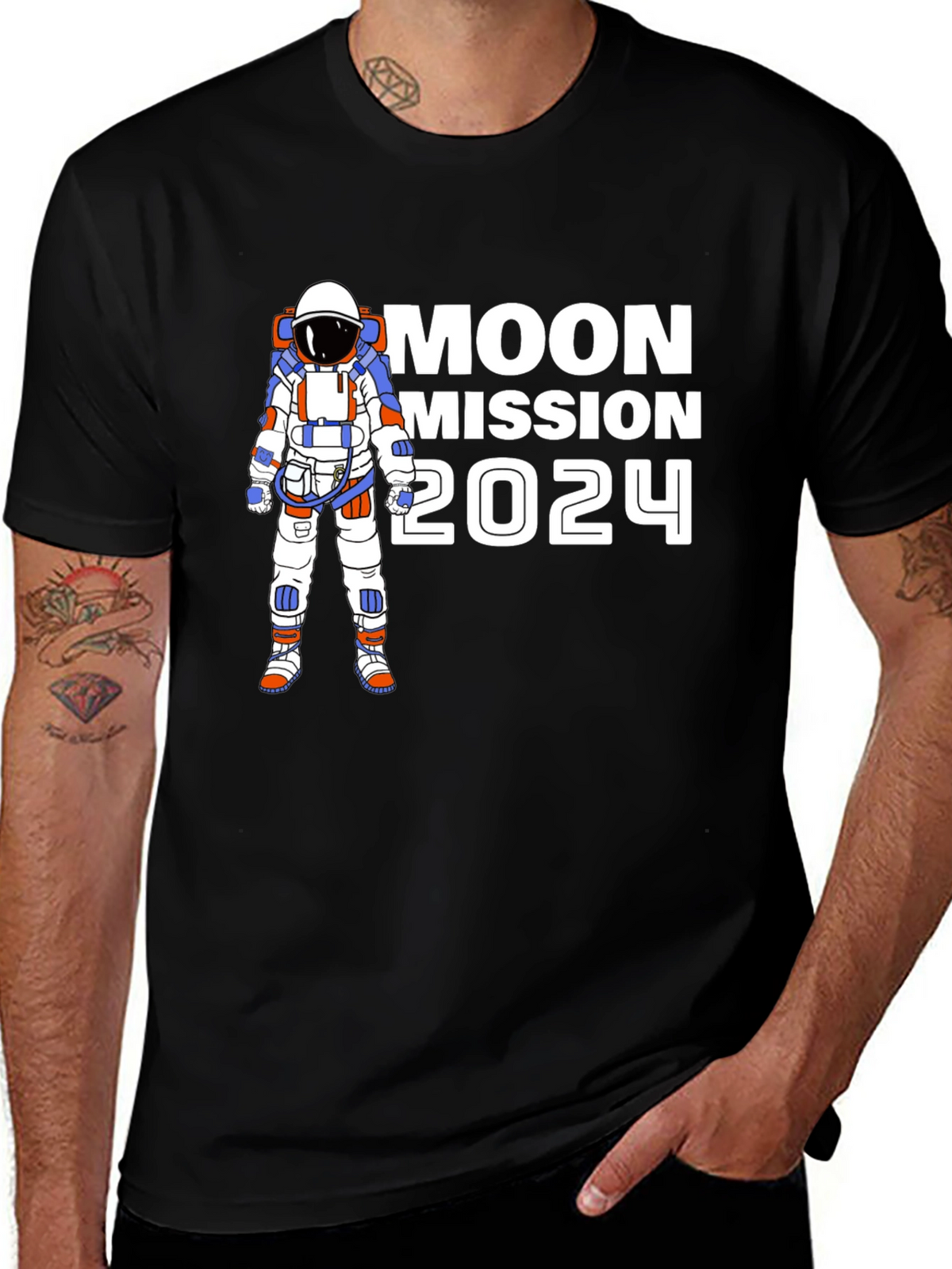 Moon Mission 2024 T-Shirt - Astronaut Graphic Tee