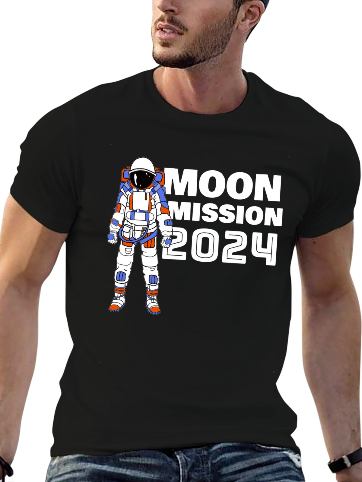 Moon Mission 2024 T-Shirt - Astronaut Graphic Tee