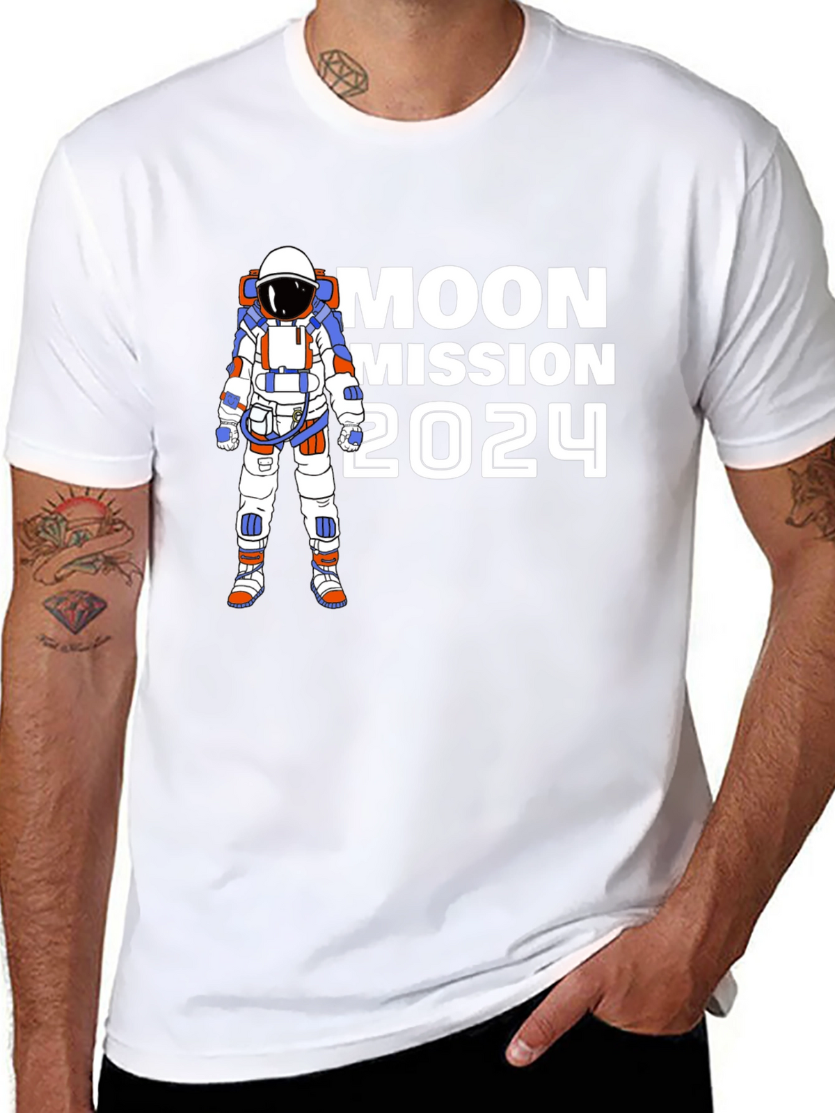 Moon Mission 2024 T-Shirt - Astronaut Graphic Tee