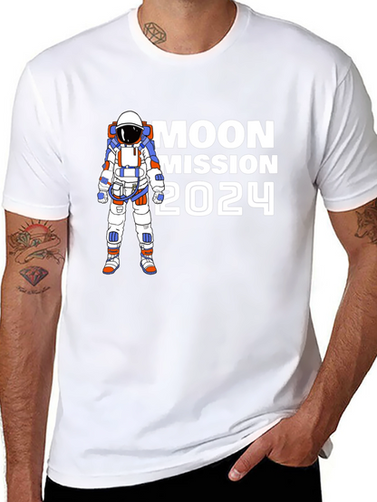 Moon Mission 2024 T-Shirt - Astronaut Graphic Tee