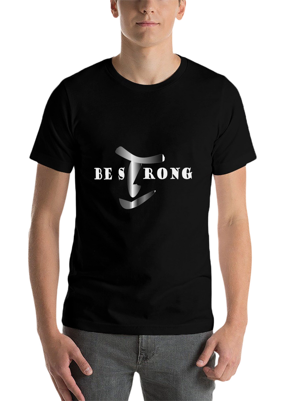 Be Strong Black Graphic Tee - Motivational Shirt