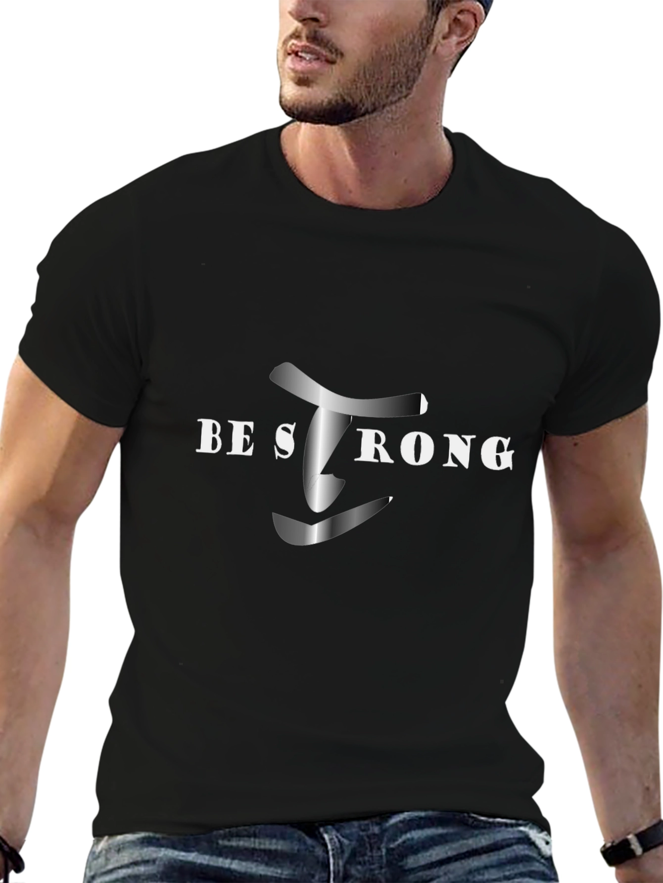 Be Strong Black Graphic Tee - Motivational Shirt
