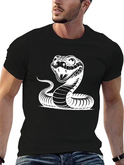 Snake Graphic Tee - Black Cotton T-Shirt