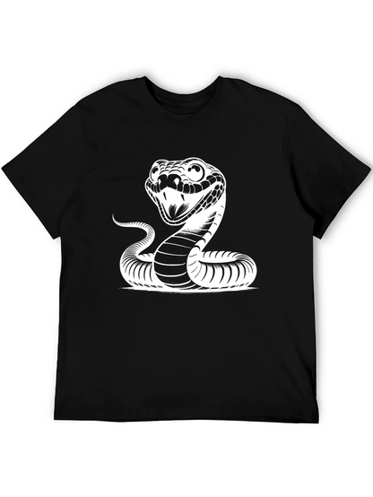 Snake Graphic Tee - Black Cotton T-Shirt