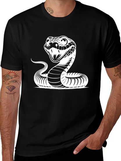 Snake Graphic Tee - Black Cotton T-Shirt