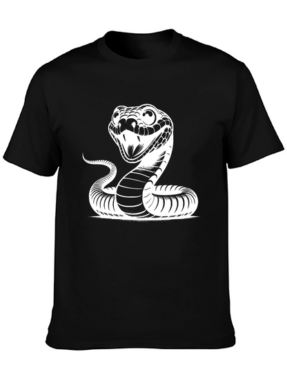 Snake Graphic Tee - Black Cotton T-Shirt