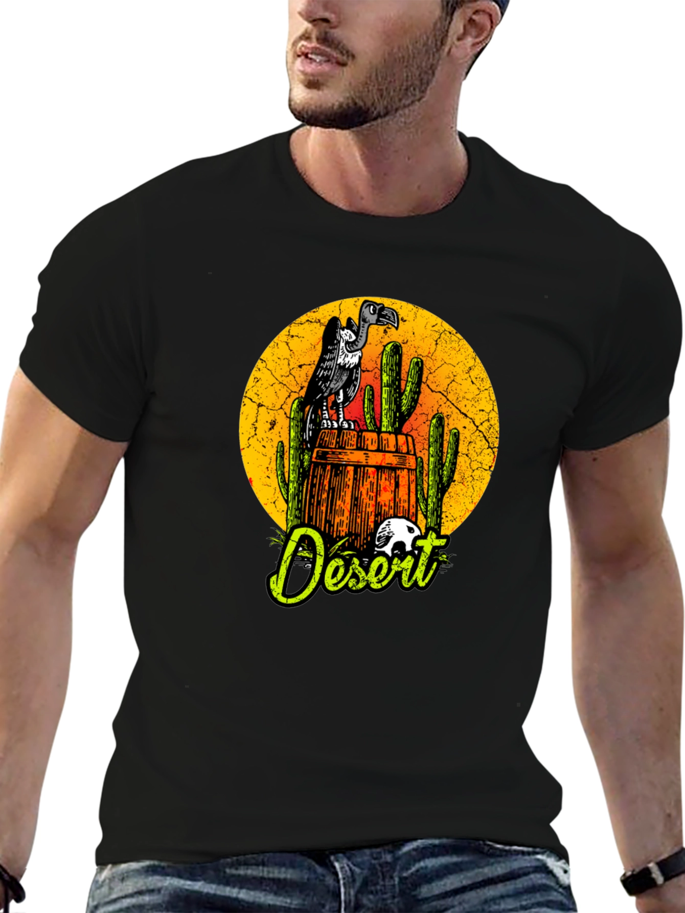 Desert Vulture Graphic Tee - Mens Black T-Shirt