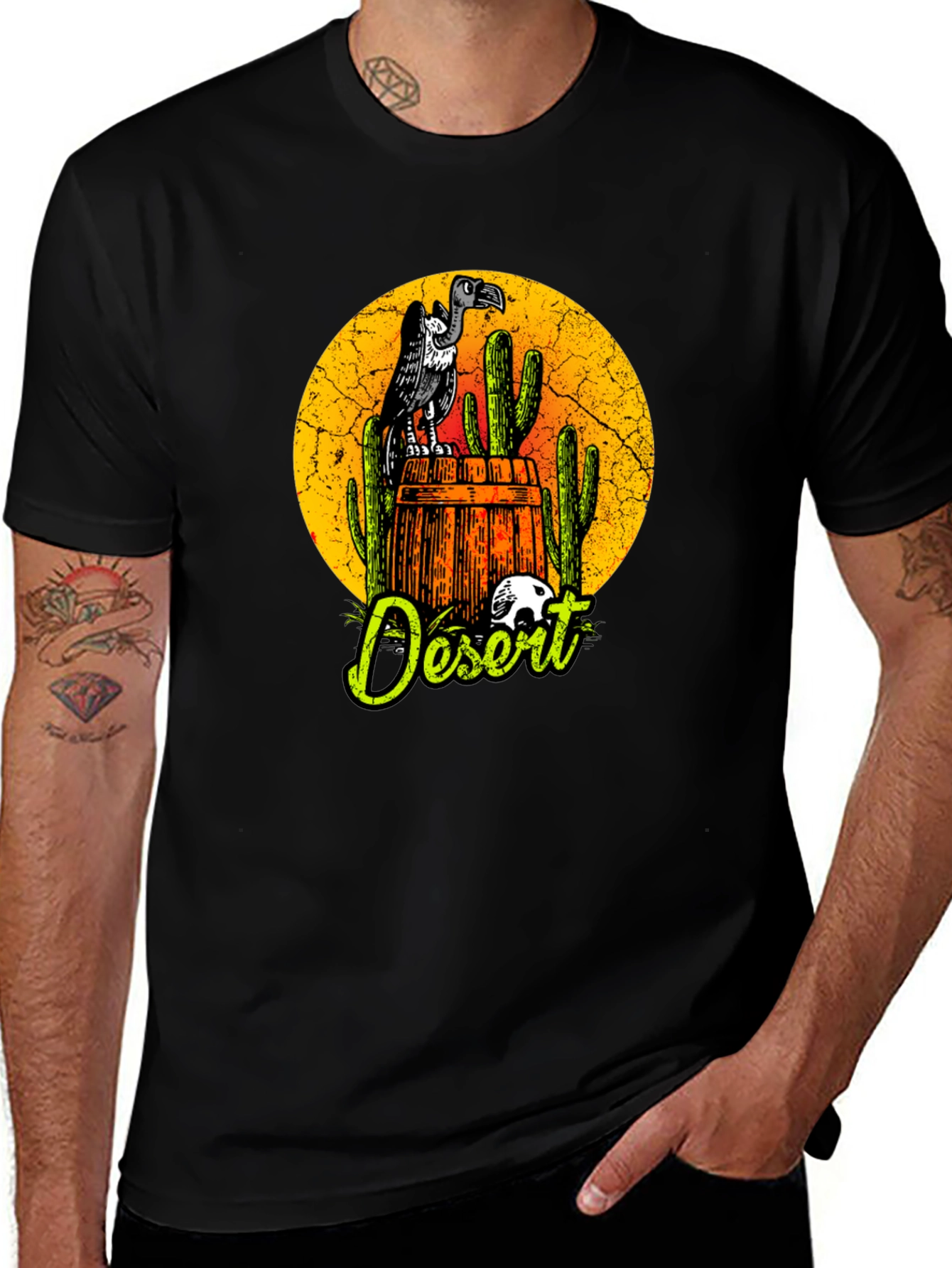 Desert Vulture Graphic Tee - Mens Black T-Shirt