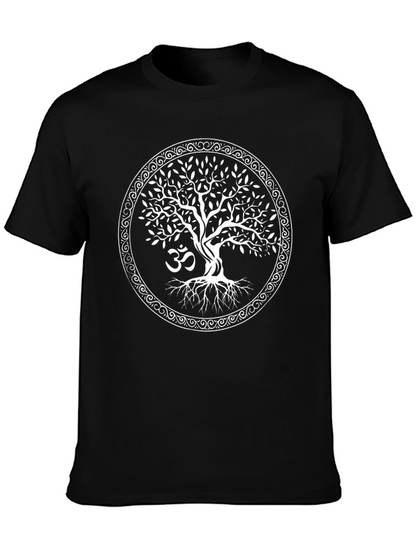 Tree of Life Om Symbol Black T-Shirt