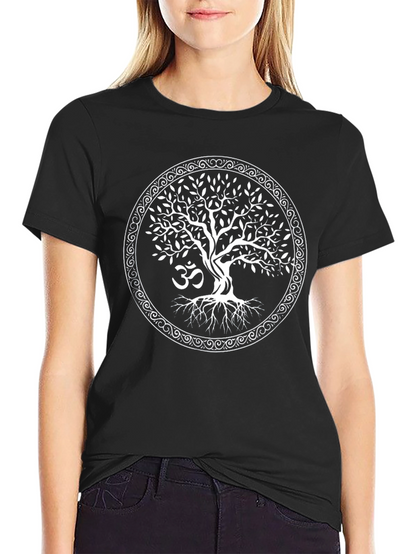 Tree of Life Om Symbol Black T-Shirt