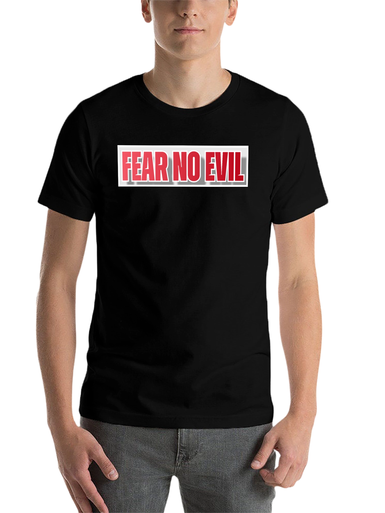 Fear No Evil Graphic Print Black T-Shirt