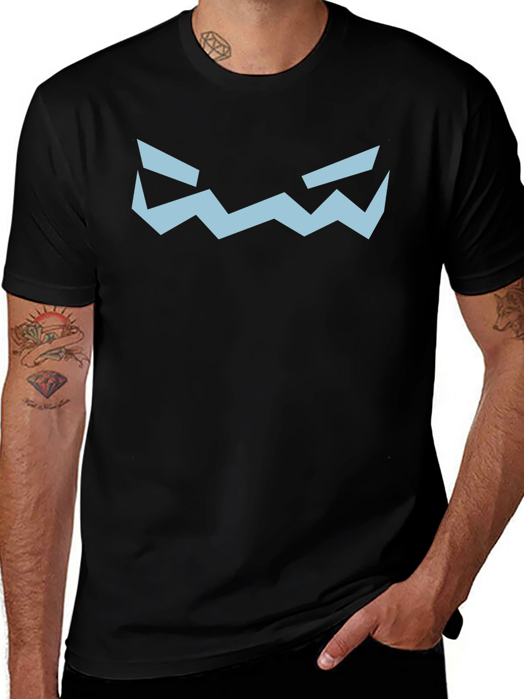 Geometric Face Graphic Tee - Black