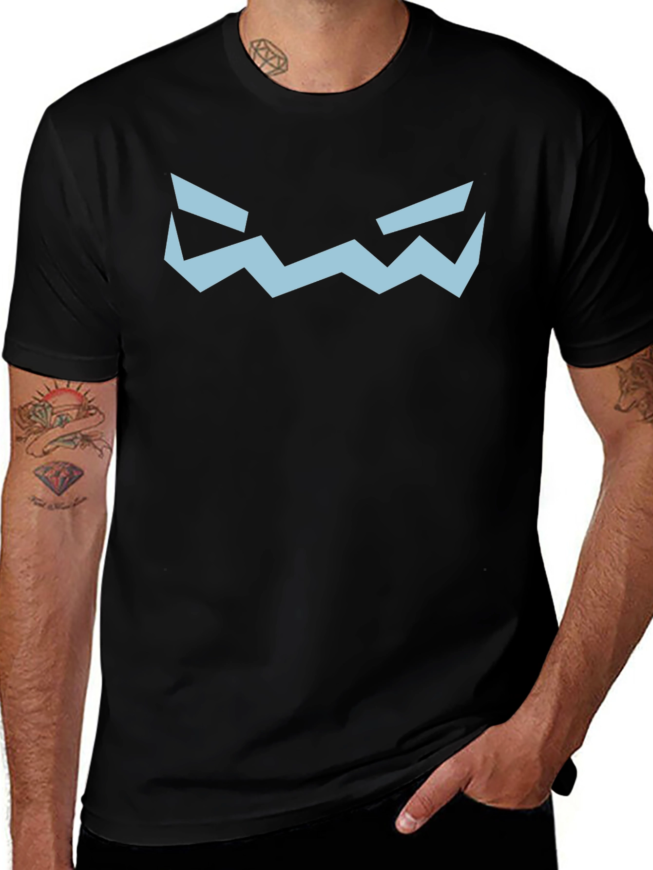 Geometric Face Graphic Tee - Black